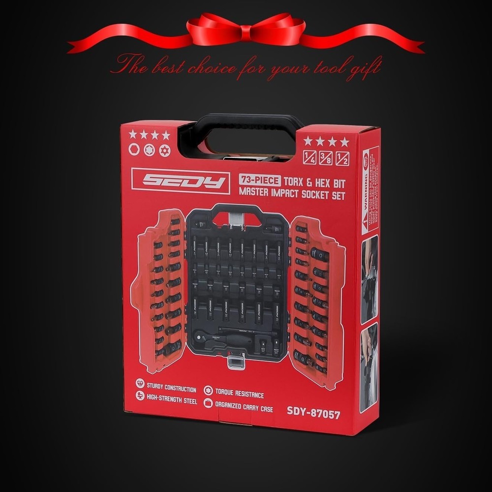 73-Piece Hex Torx Bit Impact Socket-Set, Master Impact Socket Set, SAE Metric