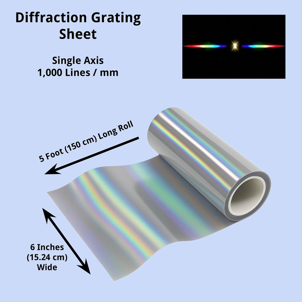 Diffraction Grating Sheet 1,000 Lines/Mm [One 6" X 5Ft Roll]