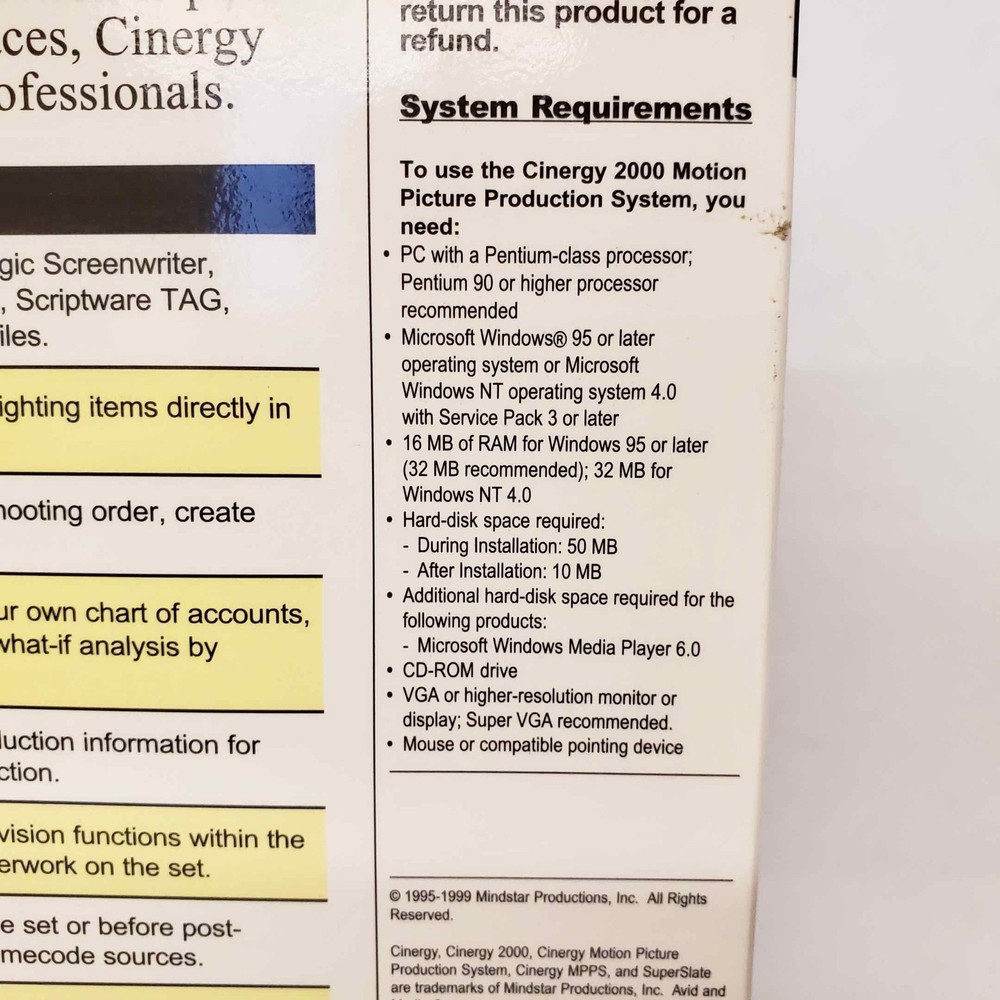 Cinergy 2000 Motion Picture Production System, Unopened CD, unused, untested