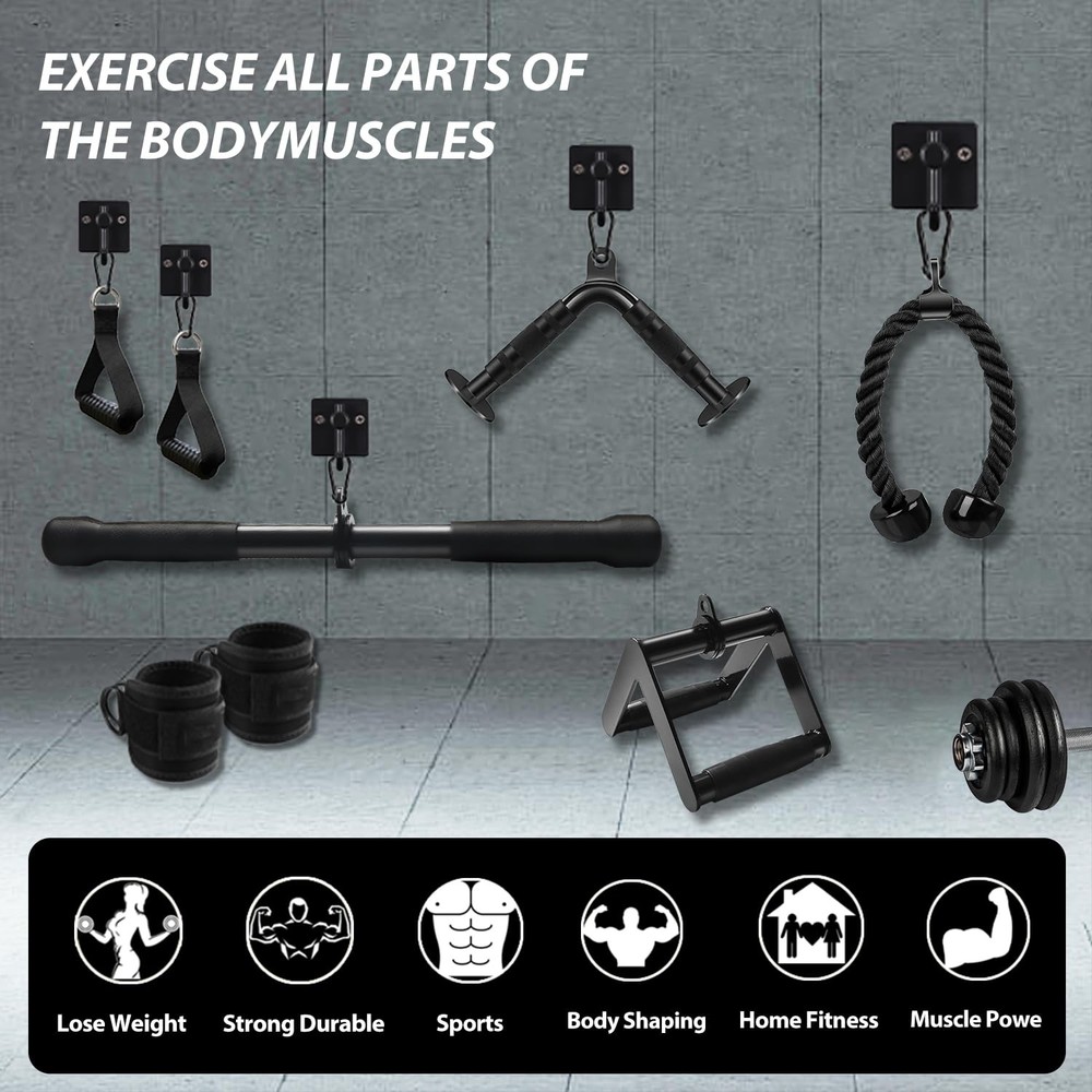 LAT Pulldown Attachments, Cable Machine Attachment Gym Accessories, Cable Att...