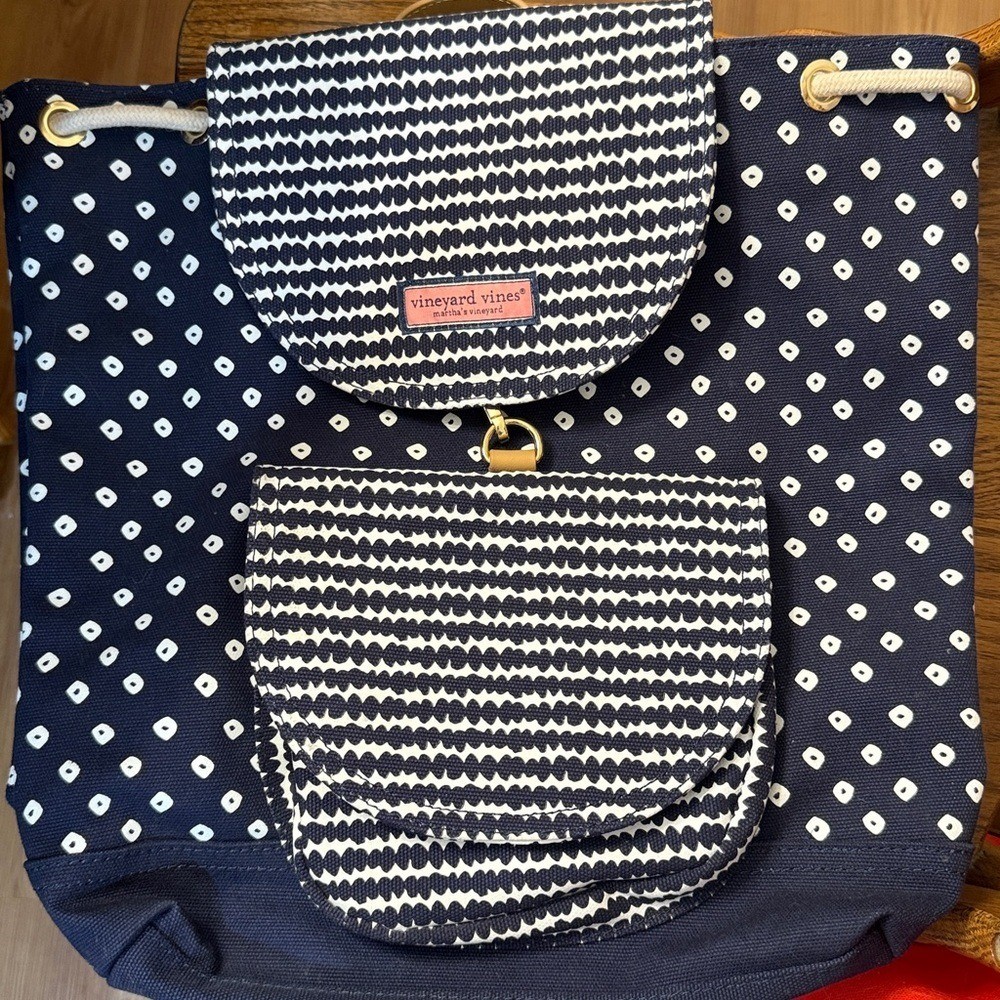 Vineyard Vines Stingray Painted Rattan Canvas Daypack Backpack