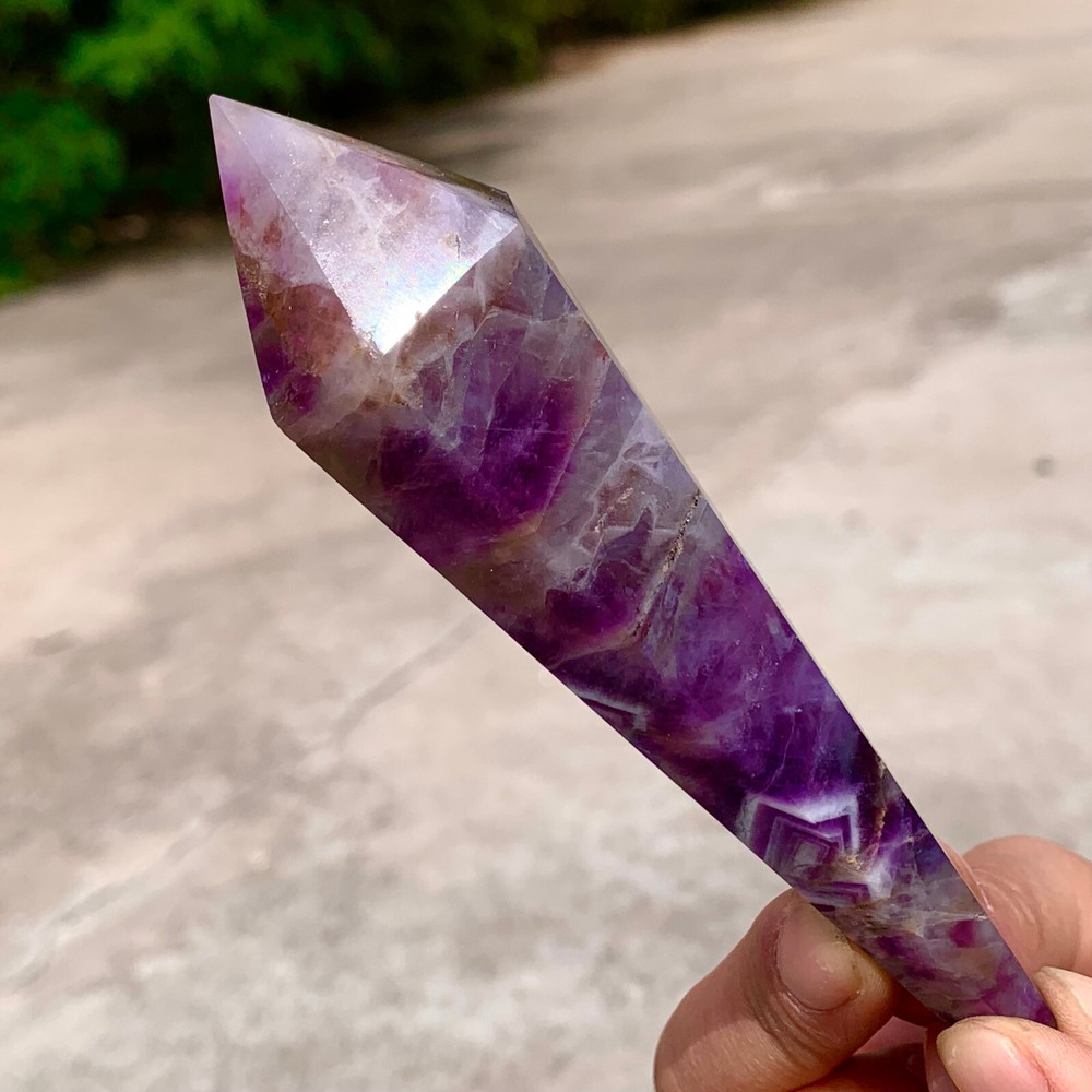 202G Natural Amethyst Quartz Crystal Single Tip Termination Wand Point Healing