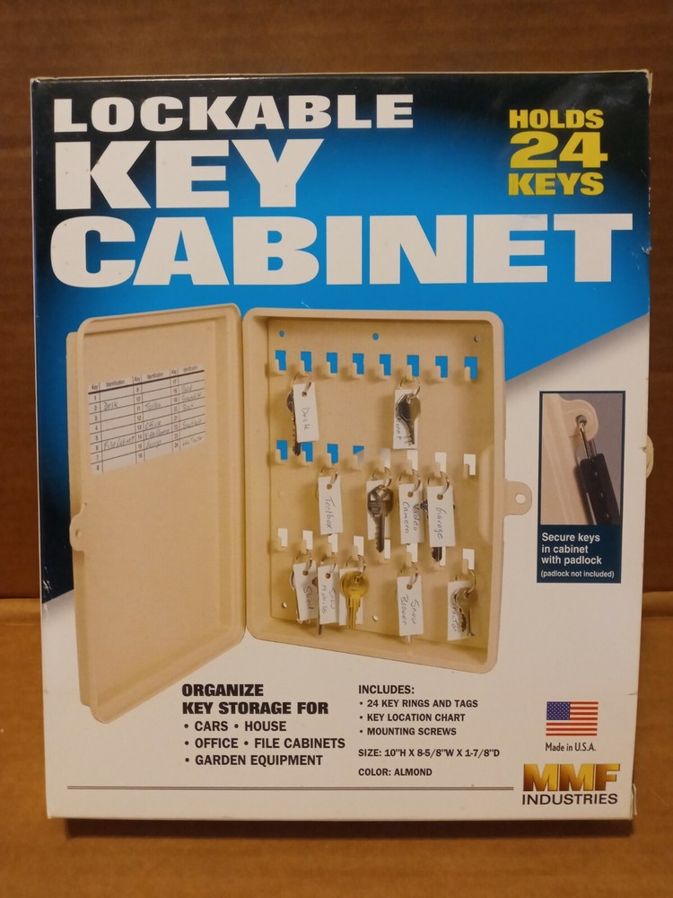 24-Key Wall Mount Lockable Storage Cabinet Organizer with Color Coded Key Tags