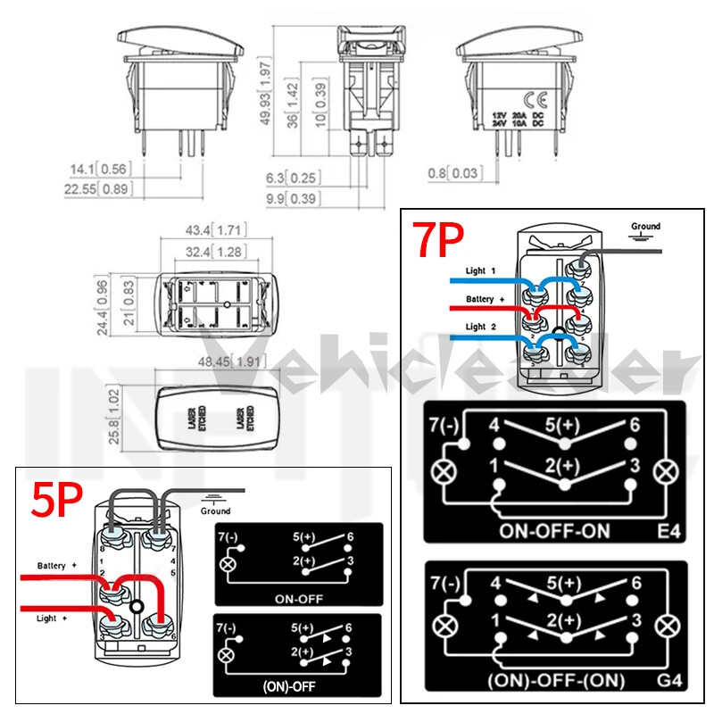 Blue LED Backlit Light Bar Control Toggle Rocker Switch For ATV UTV ARB Carling
