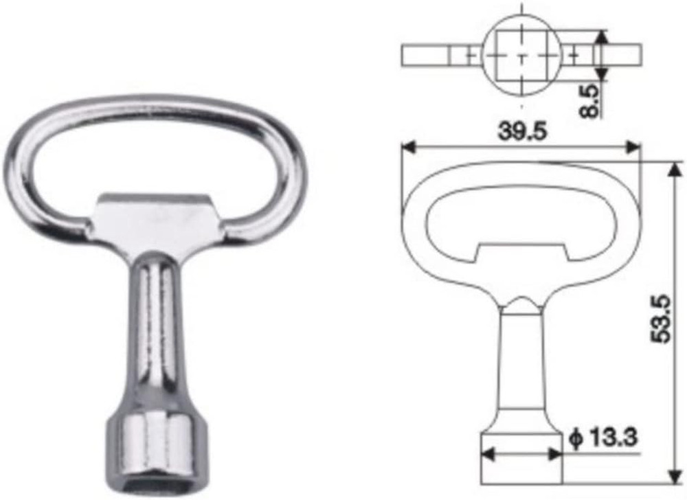 Metal Square Socket Spanner Key for 8Mm Panel Lock（2Pcs）