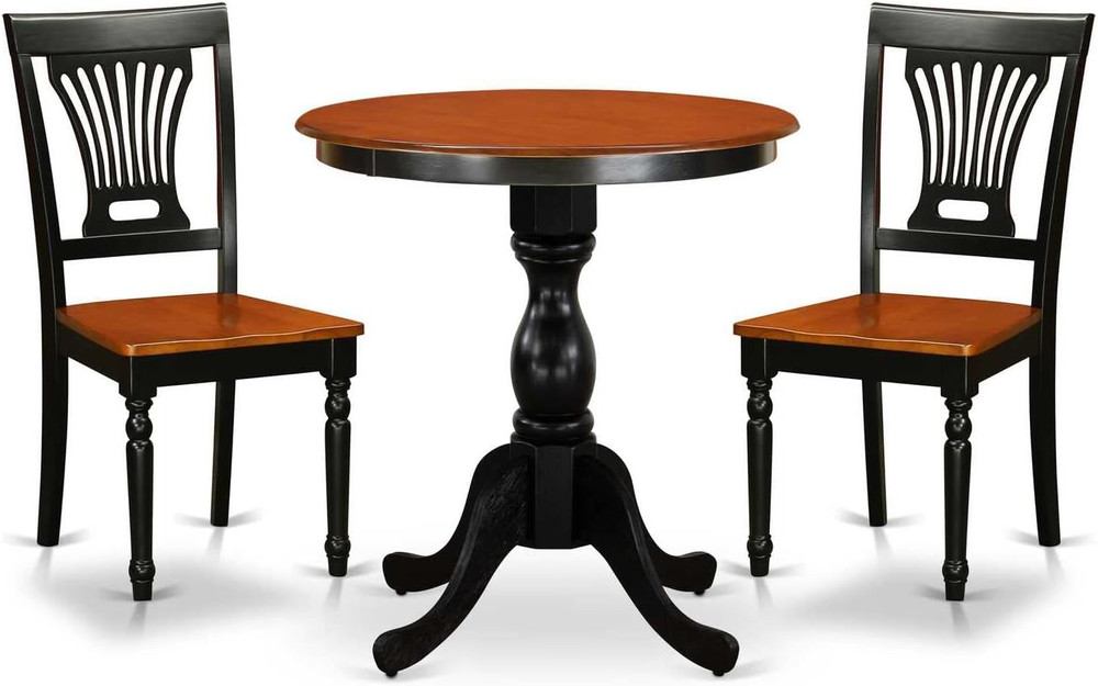 Compact 3-Piece Black & Cherry Dining Set for Small Spaces - Round Table & Chair