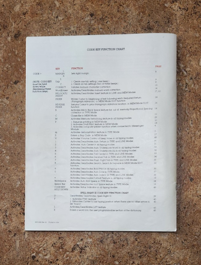 Smith Corona 1986 Word Processing Typewriter Owner's Manual XD8000
