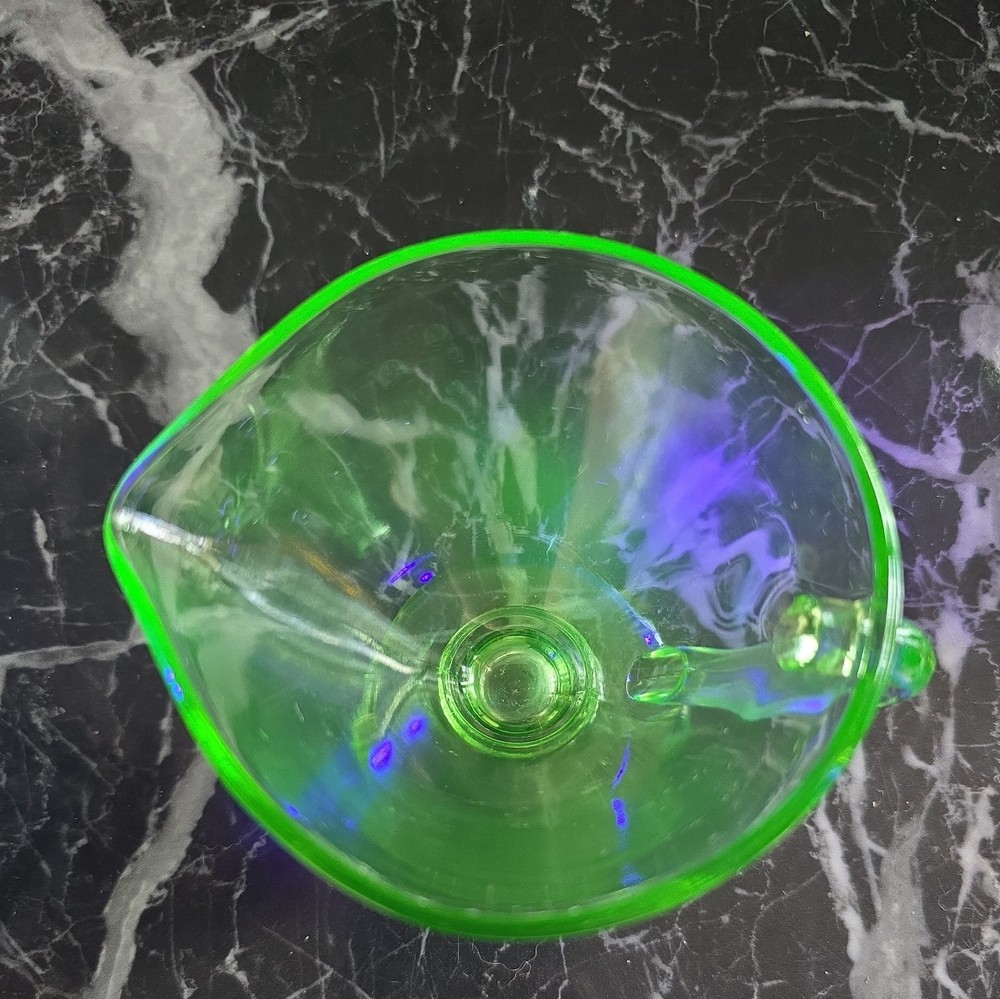 Uranium Green Glass Creamer with handle Mint Condition