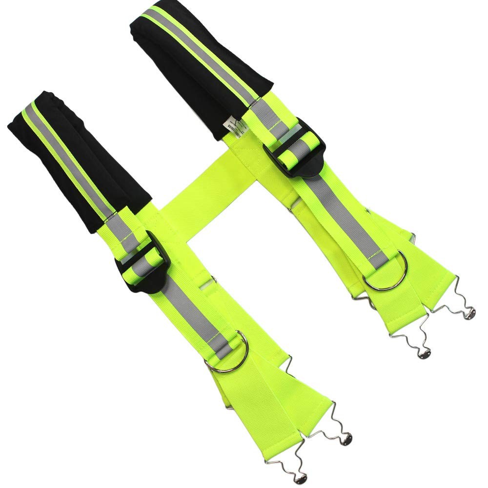 Firefighter Pant Suspenders Quick Adjust with Reflective Strip Black Lime