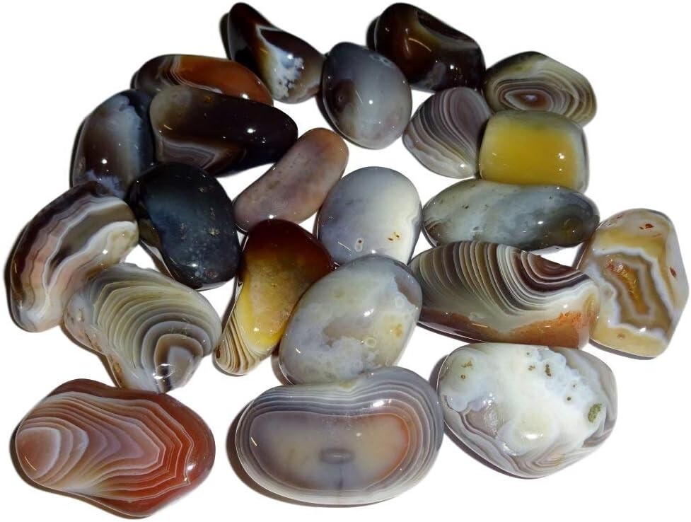Grey Botswana Agate - tumbled crystal healing gemstones - 5pc set