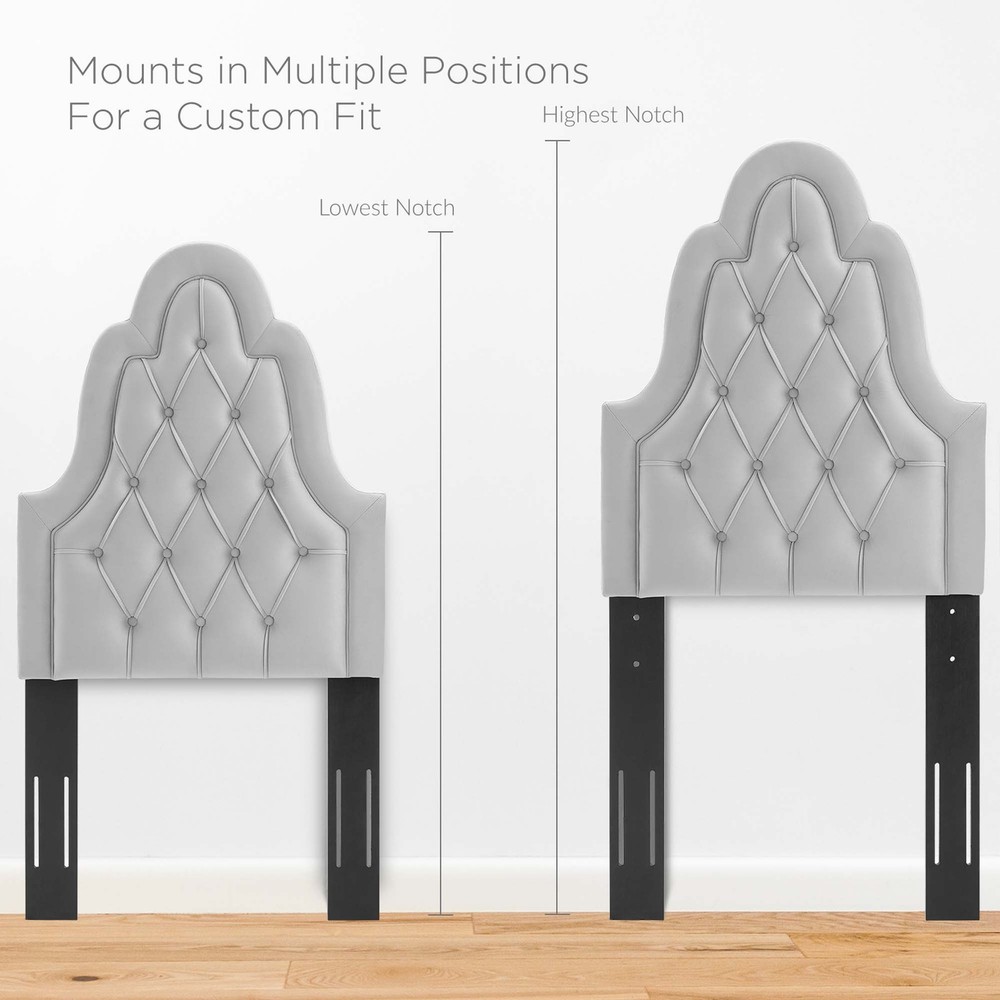 Modway Augustine Tufted Performance Velvet Twin Headboard in Light Gray