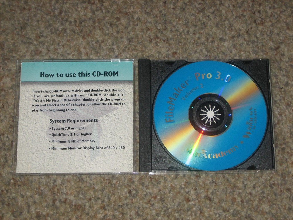 1996 FILEMAKER PRO 3.0 VOLUME 2 INTERACTIVE CD-ROM TRAINING MAC/WIN ACADEMY