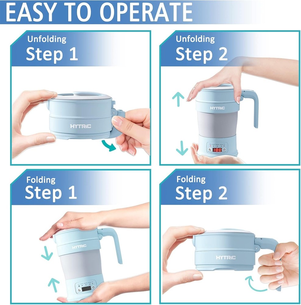 Travel Kettle Collapsible Compact Kettle, BPA-Free, with Multi-Function Panel