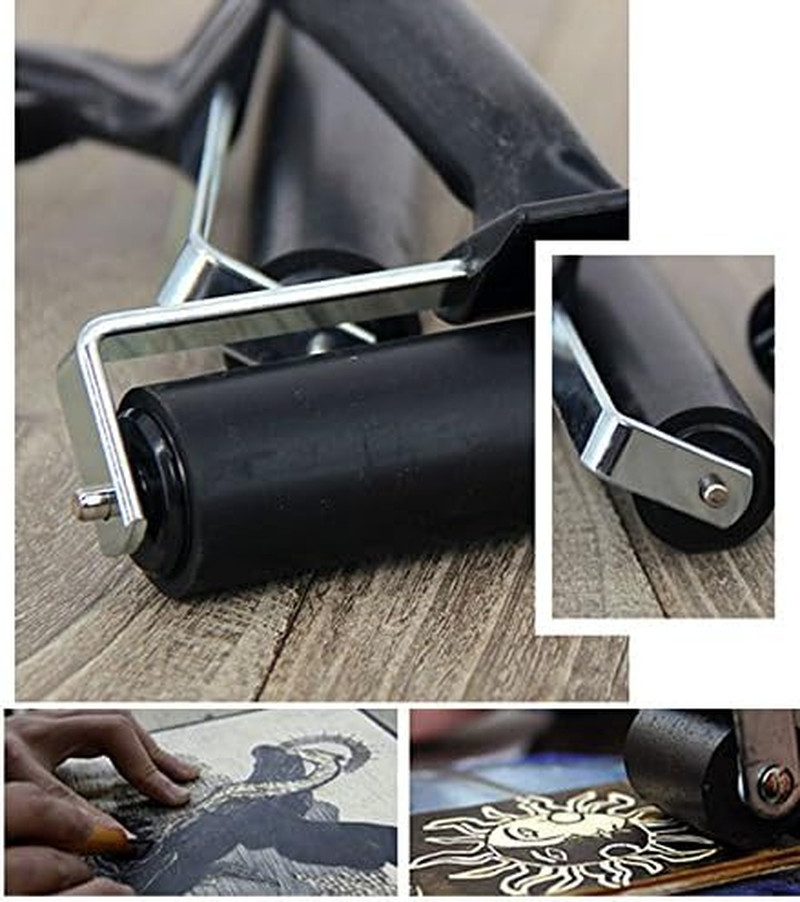 4 Inch Brayer Roller Printmaking Rubber Press Roller for DIY Crafts Project Inks