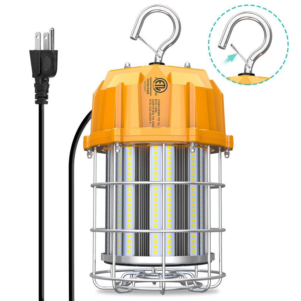 80W LED Temporary Work Light Fixture 100-277VAC High Bay Construction Work Light