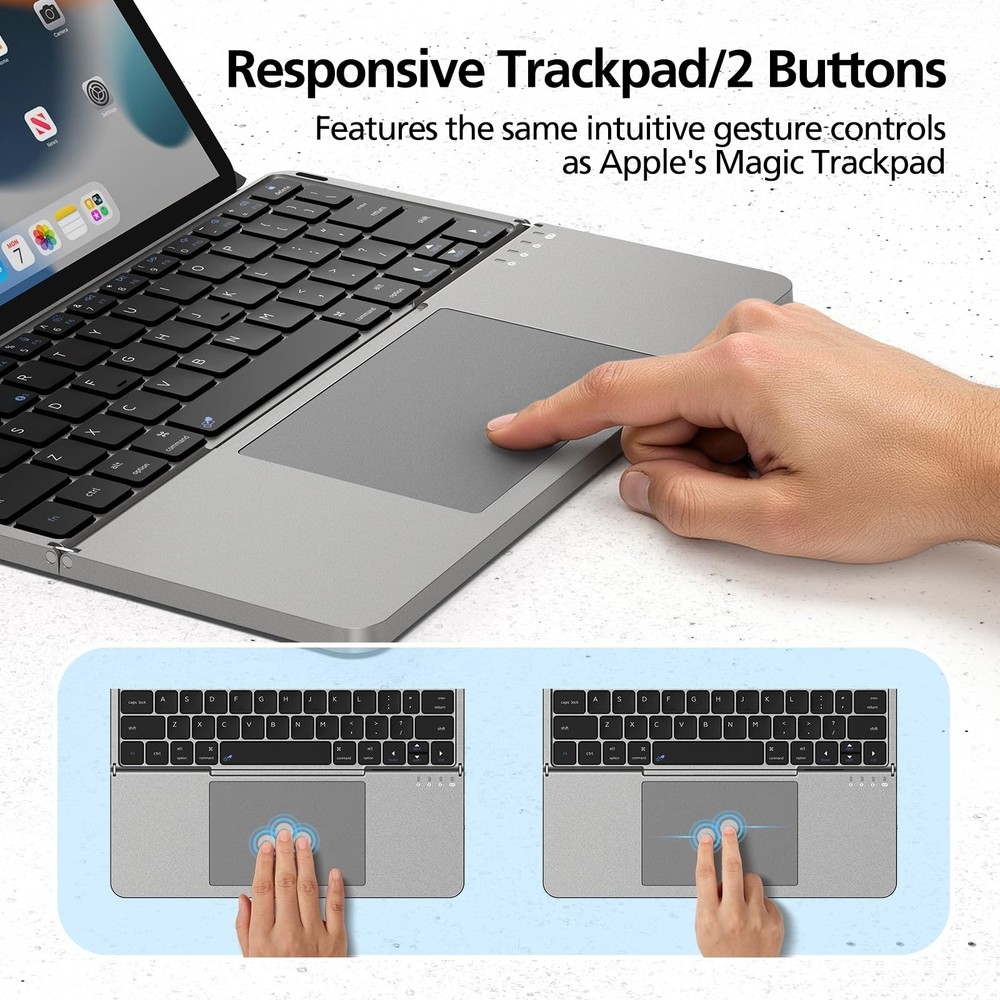 Mircopack Foldable Bluetooth Keyboard with Touchpad and Stand for Grey