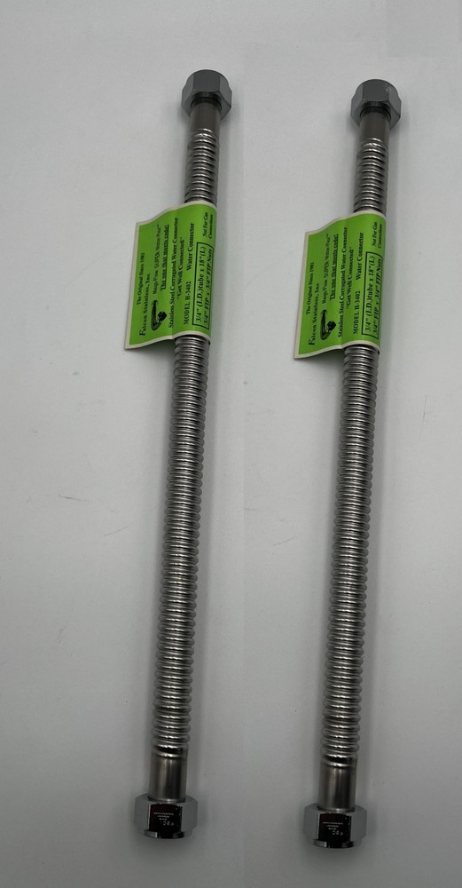 2 Falcon Stainless FF-18 3/4 in Mega-Flow Supper Water-Flex Connectors FIP Nuts