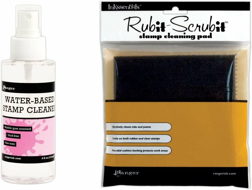 Ranger Inkssentials Water-Based Stamp Cleaner Spray & "Rub It Scrub It"...