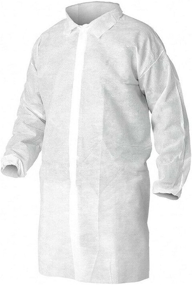 Lab Coats White Disposable SMS Polypropylene Unisex Snap Closure Wholesale Lots