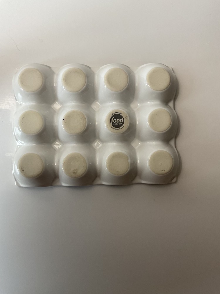 White Stoneware food network 12 egg holder tray