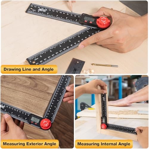 Digital Angle Finder Protractor, Angle Finder Ruler, 7inch 200mm ABS-Black