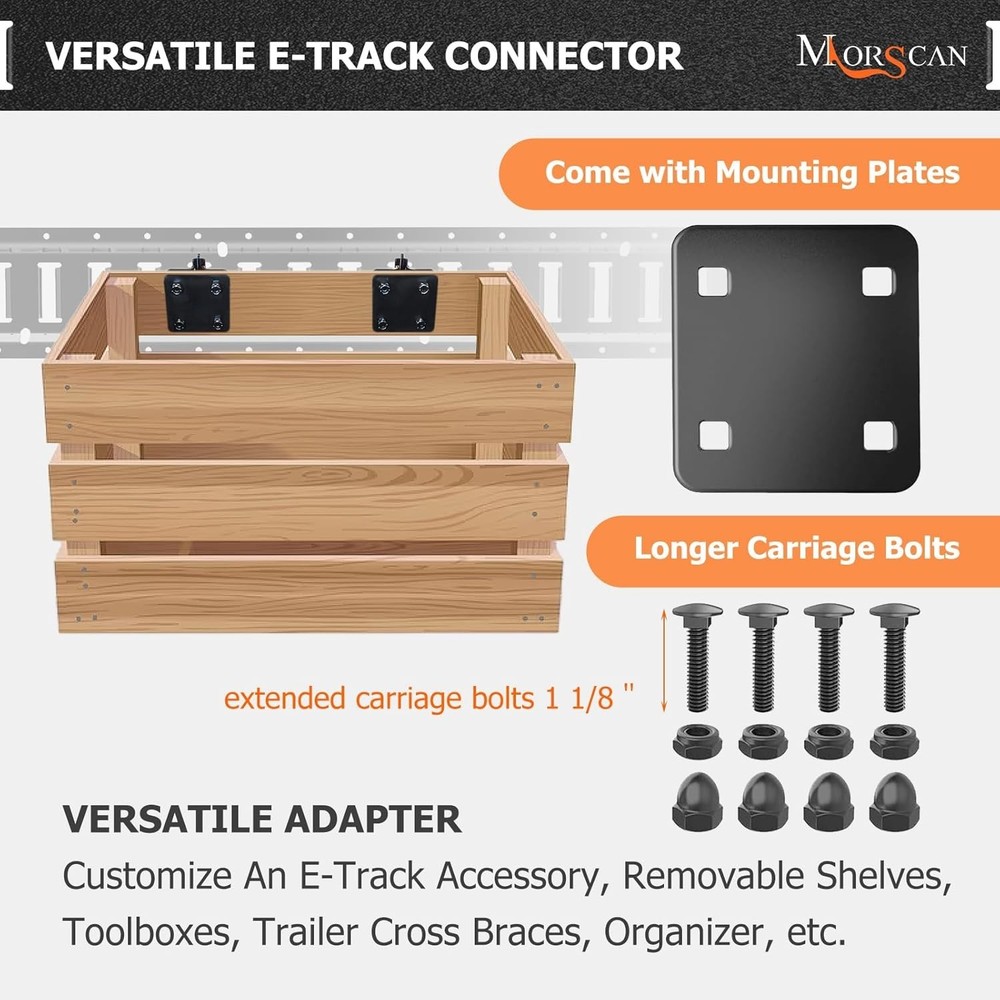 10 Pack E-Track Connector with Square Plates Bolt-on Steel Cargo Securement E...