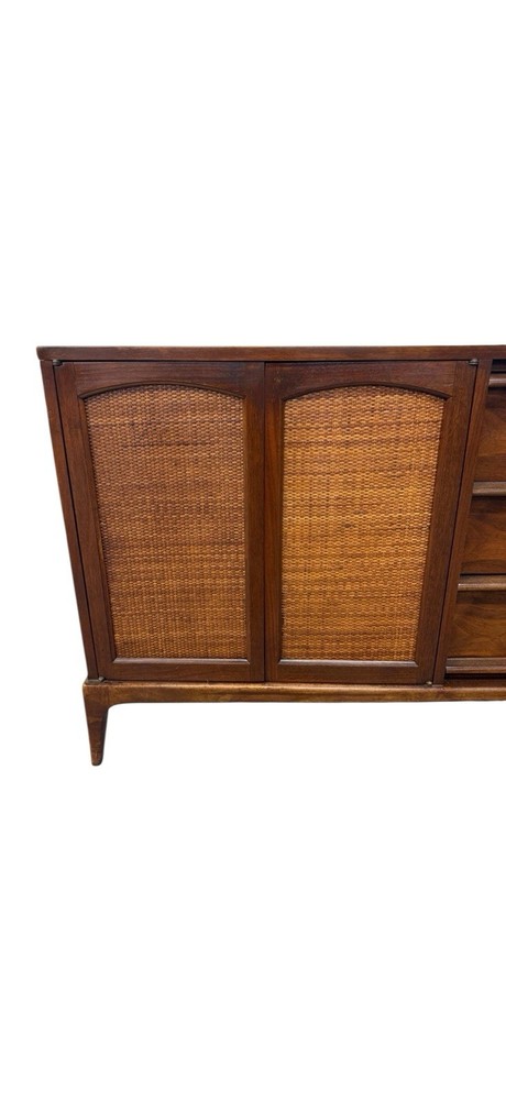 Mid-Century Modern Lane Rhythm Walnut & Cane Sideboard - REFINISHED