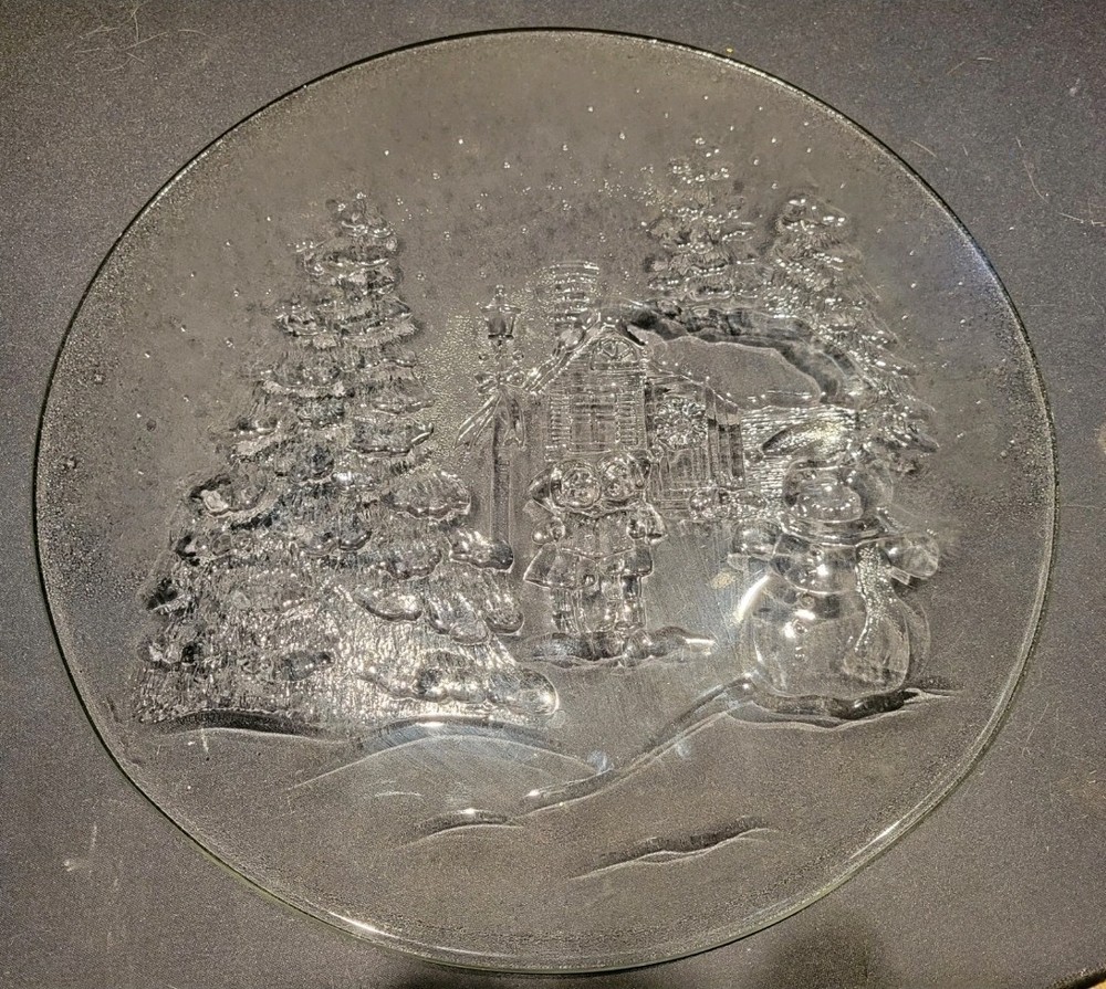 3 Large Clear Christmas Platters