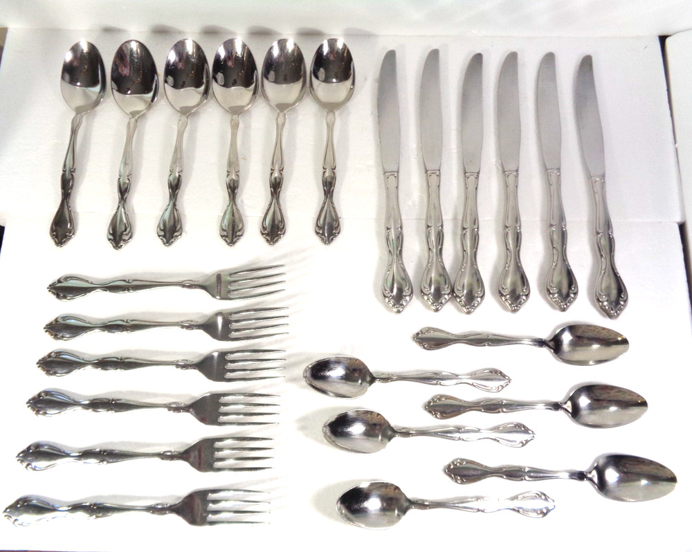 ONEIDA Cantana MIXED Stainless Flatware 6 Four Piece Settings NO SALAD FORK READ