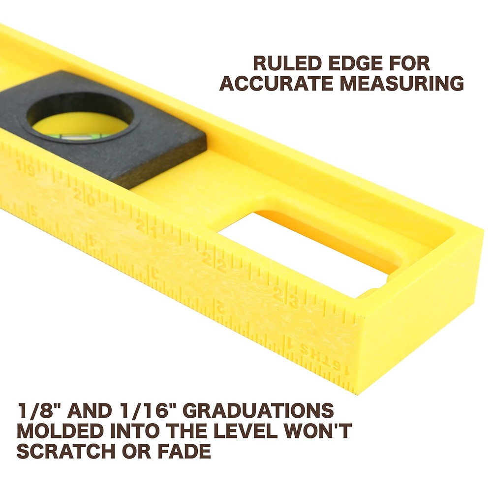 2 Ft Polystyrene Level with Impact Resistant Frame, Accurate to .001 Inch