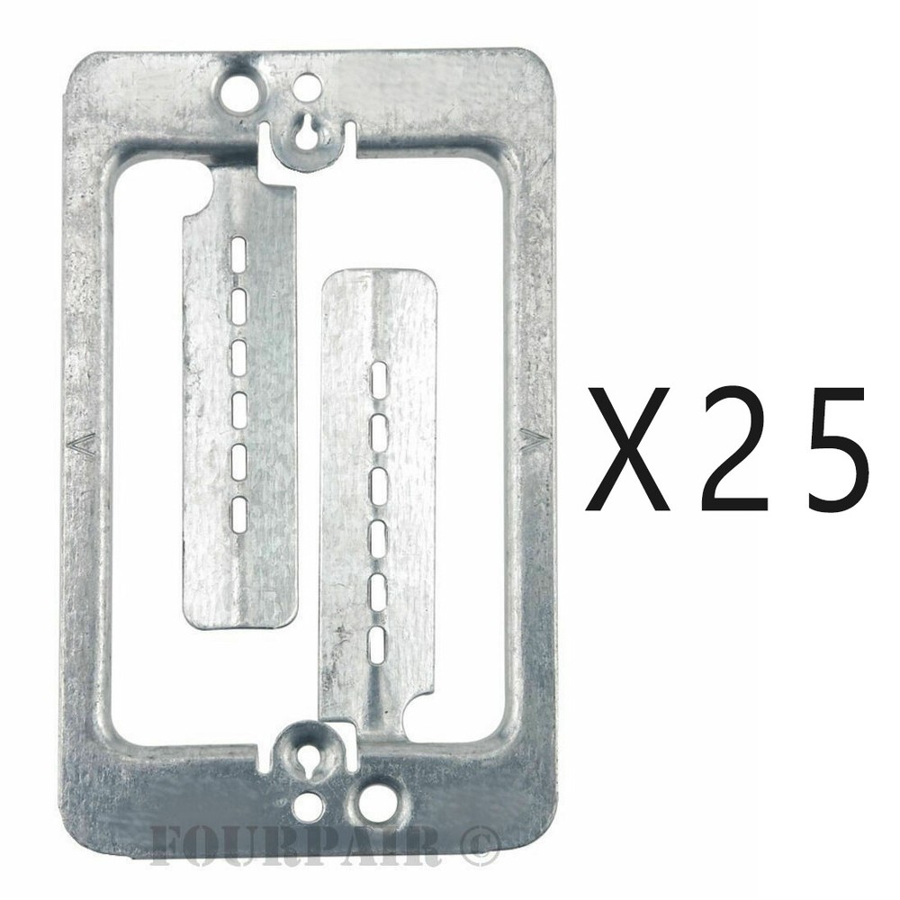 25 Pack 1-Gang Steel Drywall Bracket Face Wall Plate Mount Mud Ring Low Voltage