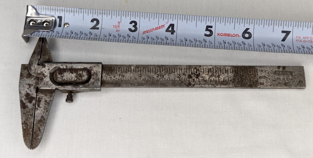 General No. 621 USA Vernier Caliper - Rusty and Bent