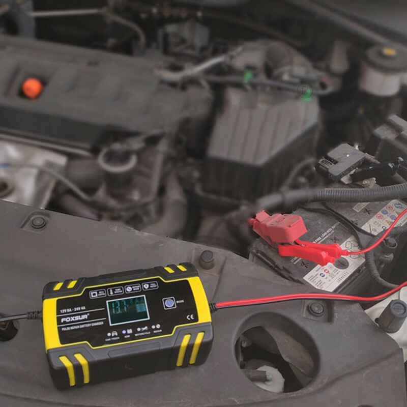 Motorcycle Automatic Battery Charger Intelligent Fast Power Charging LCD Display