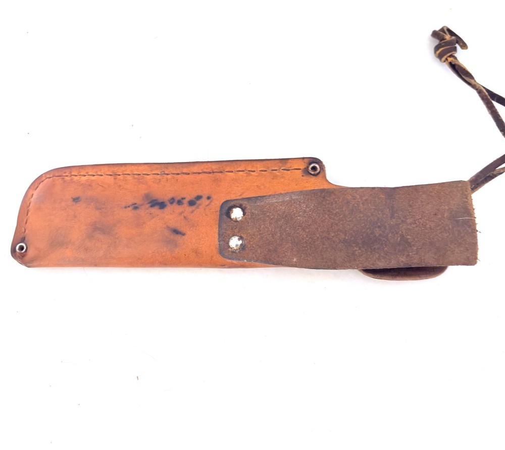 Vintage Schrade Old Timer Honesteel Chisel Top Knife Sharpener great leather