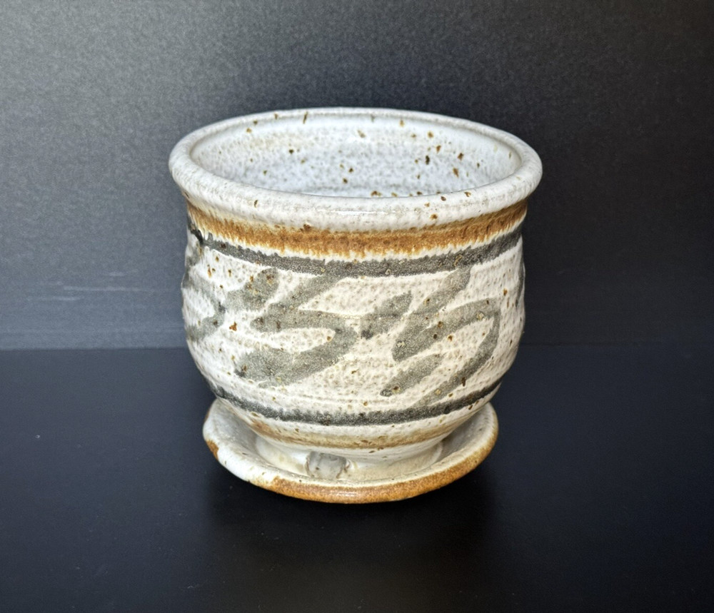 Hand Painted Studio Art Ceramic Pottery Planter with Drain Hole 5” H