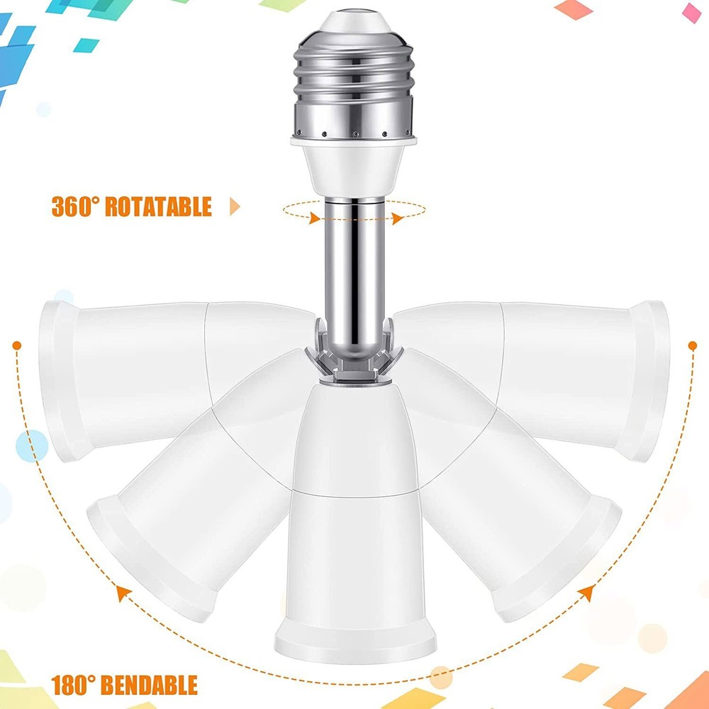 8 Pack E26/E27 Light Socket Extender 4.5 Inch Extension Adjustable Vertical 90°