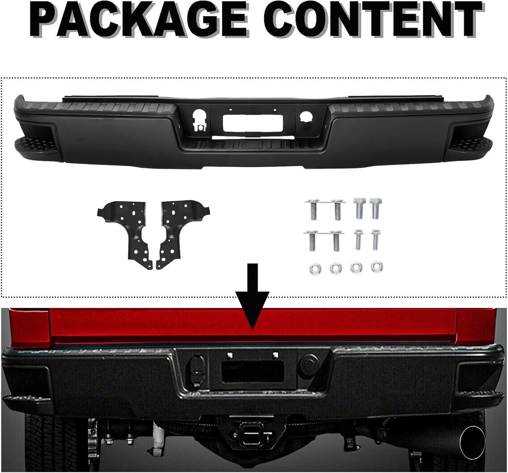 Rear Step Bumper Compatible with 2015 2016 2017 2018 Chevy Silverado/GMC Sierra