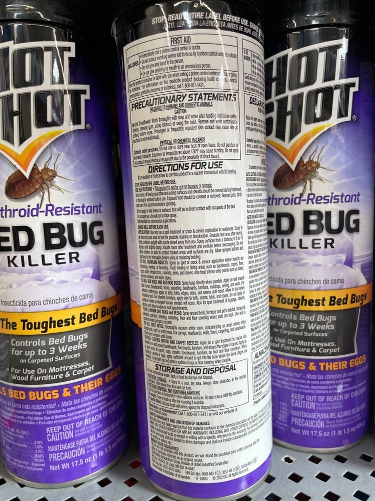 3 Pack Hot Shot Bed Bug Killer Spray 17.5 oz Pyrethroid-Resistant Indoor Flea Ti