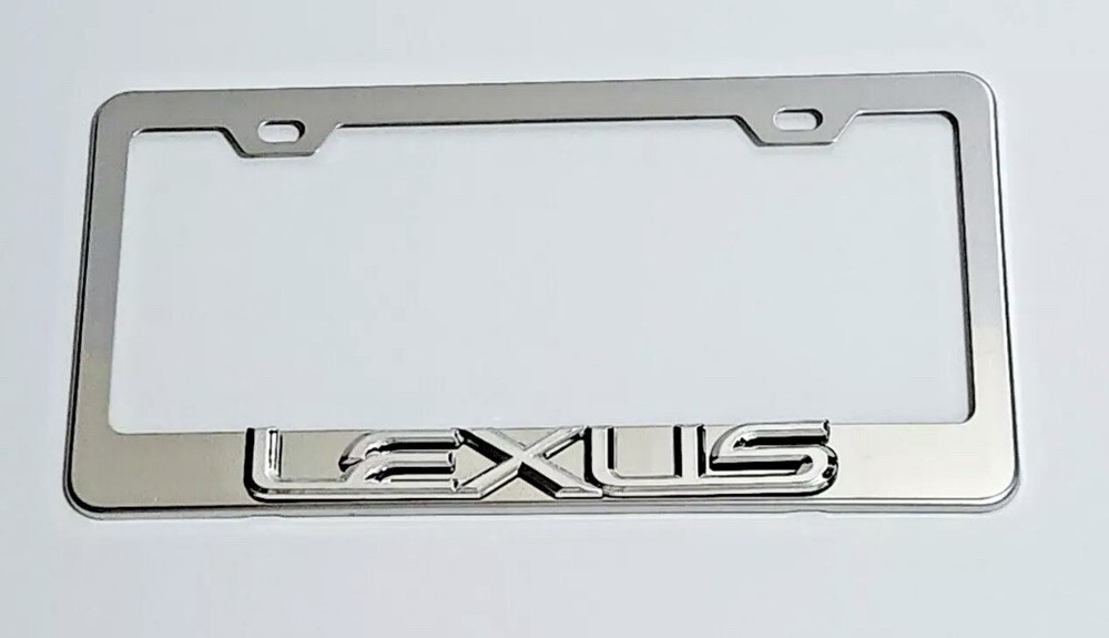 2 pcs Silver License Plate Frame for 3D Lexus Logo