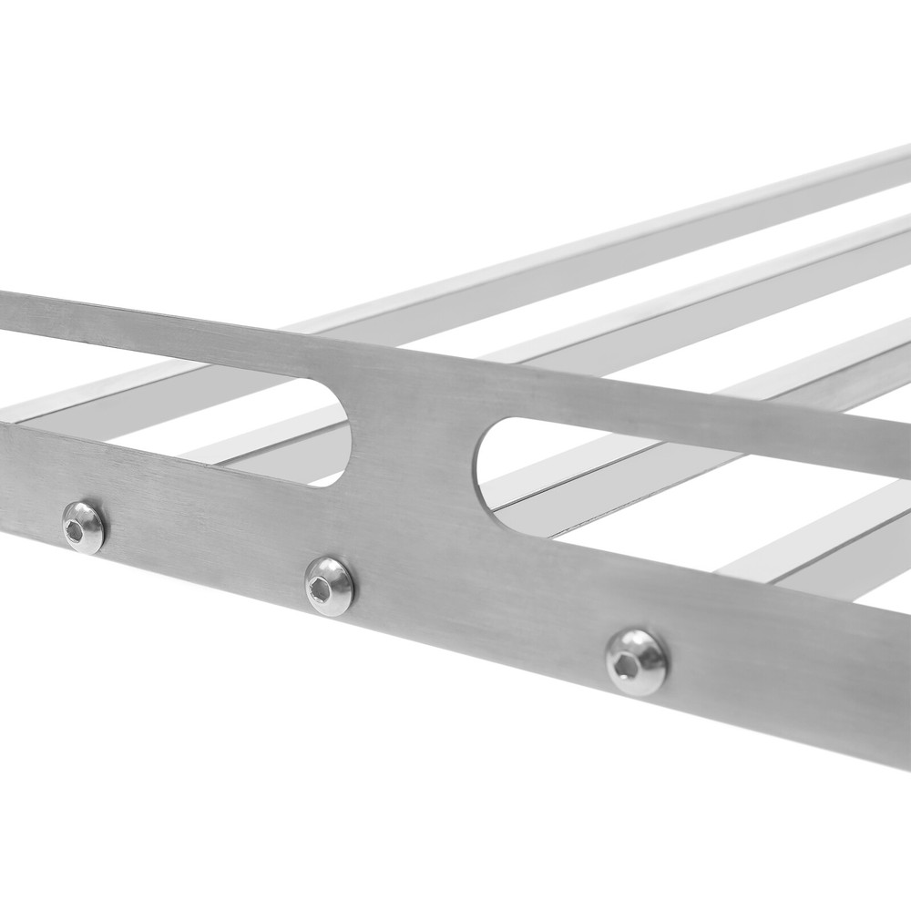 Wall Mount Microwave Oven Shelf Kitchen Item Storage Bracket W/12Hooks Stainless