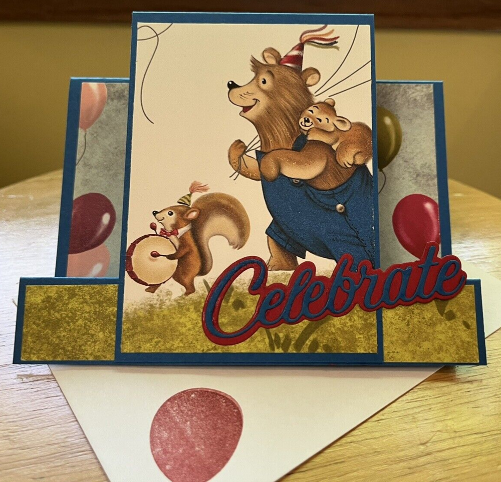 Bear Celebration - Hand Made Card - Blank Inside - Stampin' Up