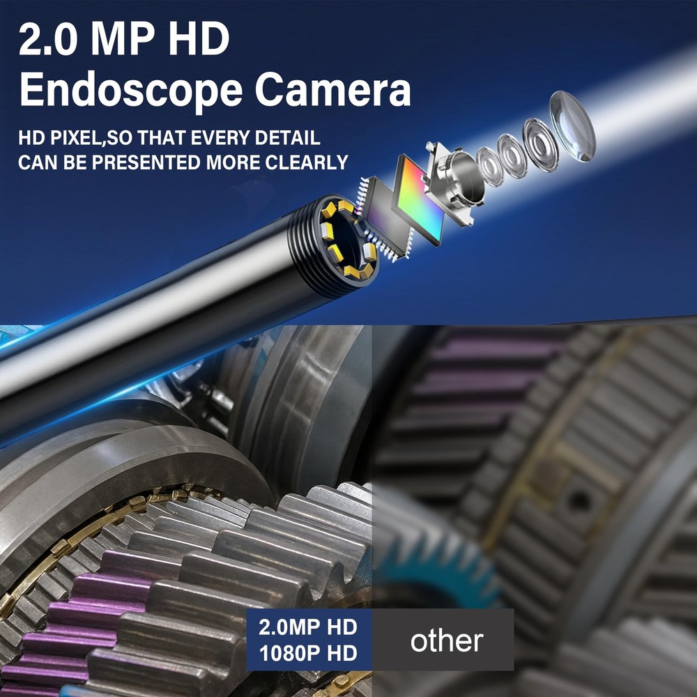 Endoscope Camera with Light, Borescope Camera with 4.3" IPS Screen, 1080P HD ...