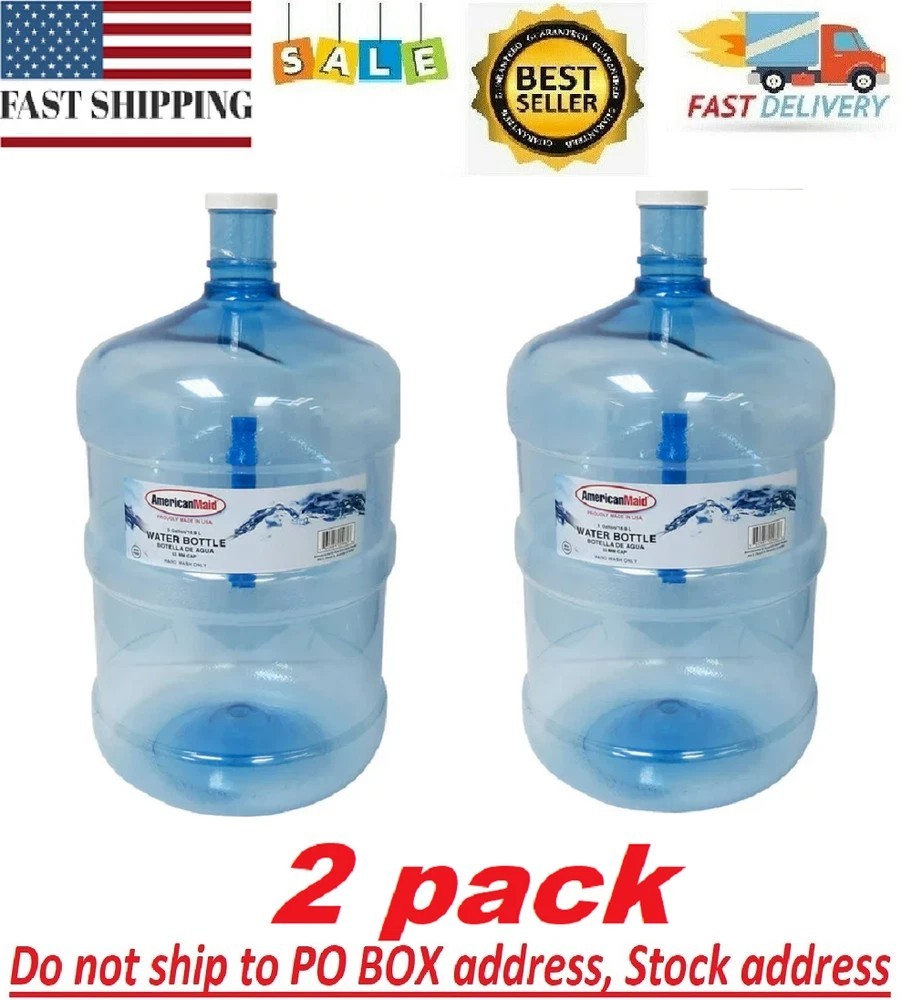 Large Reusable 5 Gallon Water Bottle Jug Container BPA Free Home Office (2 Pack)
