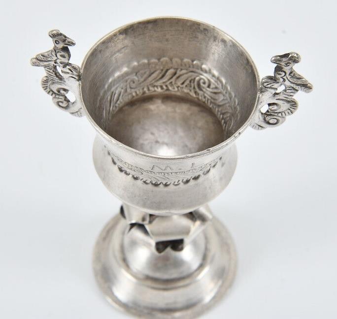 Antique Colonial America Solid Silver Jewish Kiddush Cup ca.1730 Irish Maker?