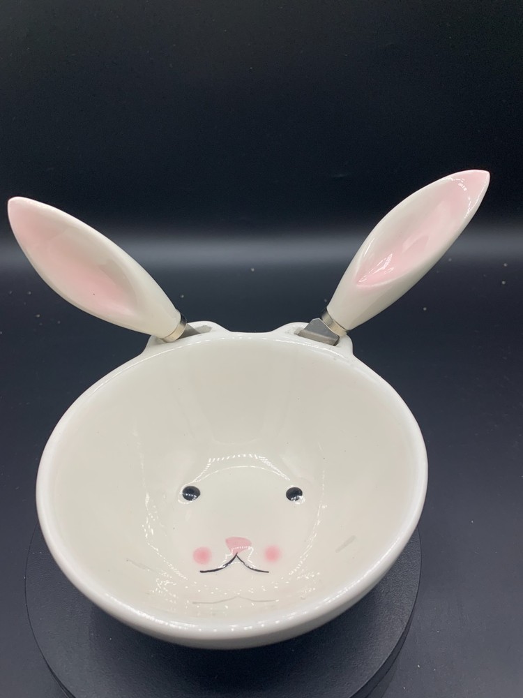 Vintage Easter Bunny Butter Dish With Ears As Spreaders