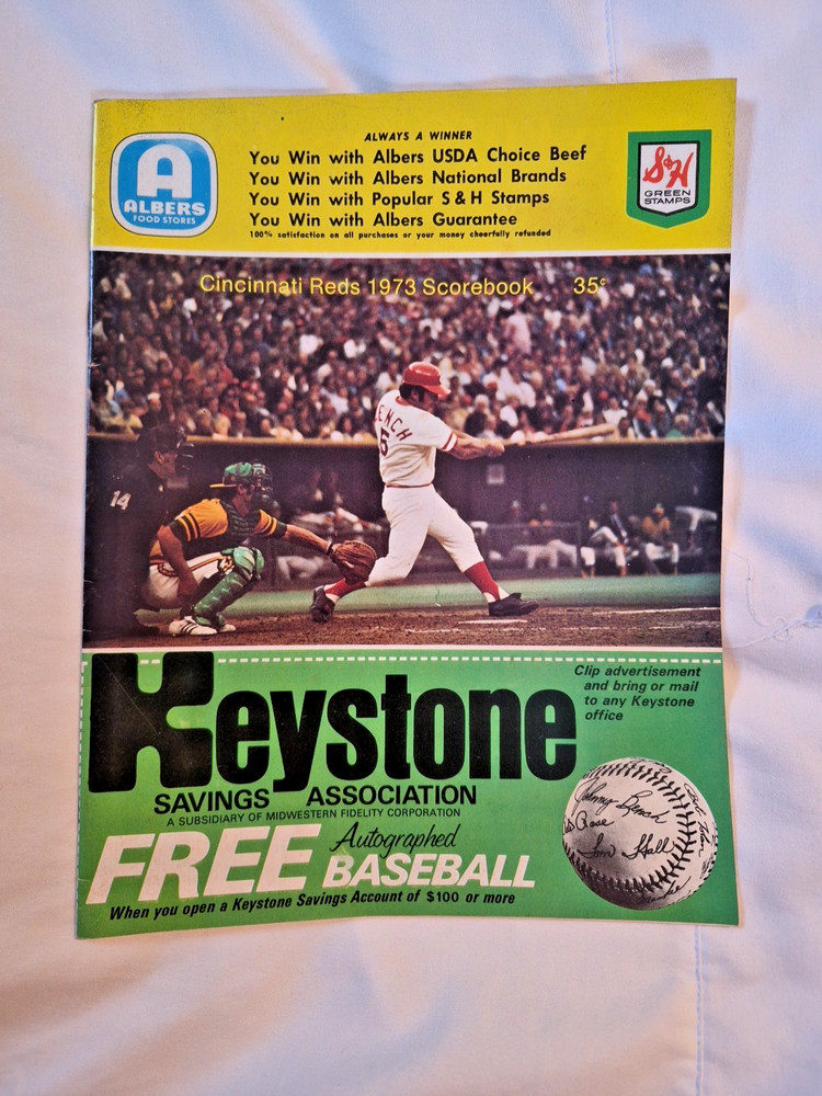 1973 Cincinnati Reds vs Philadelphia Phillies Program Johnny Bench Cover