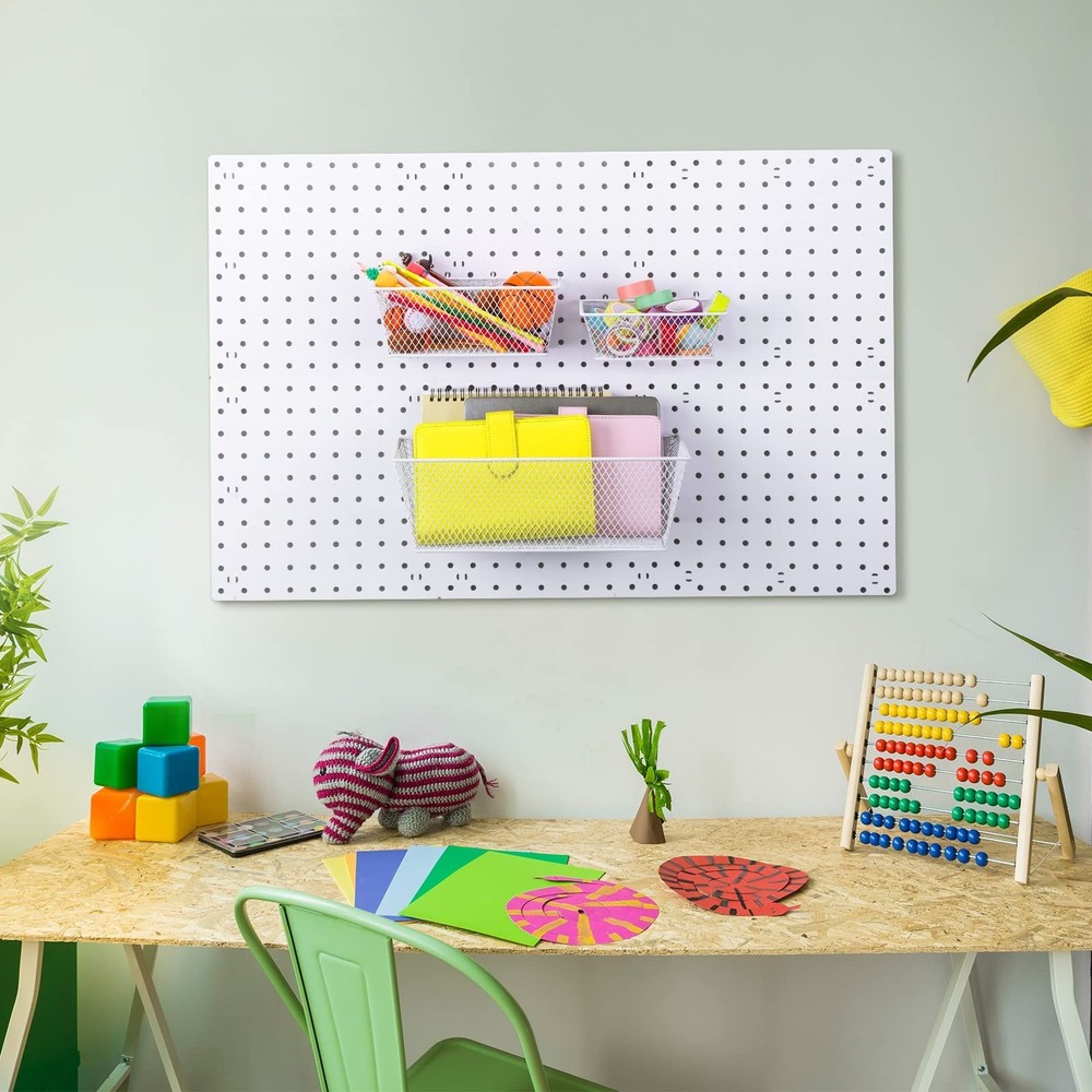 Photect Pegboard Wire Baskets Accessories Hanging Wall Organizer 3 Sizes Pegb...