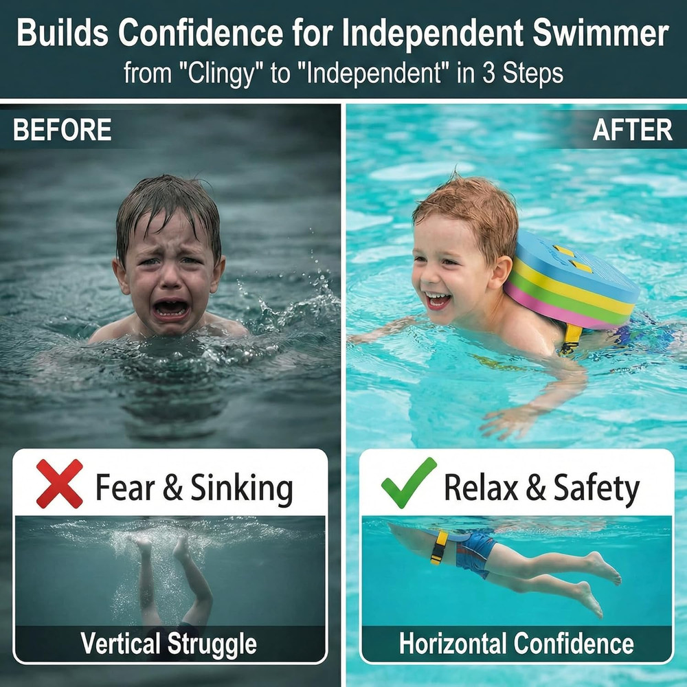 Swim Float Kids Back Belt: Pool Safe Dual-Lock Buckle 140Lbs Pull-Tested - Zero