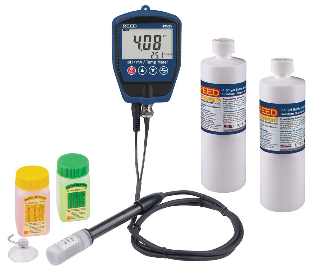 REED Instruments R3525-KIT pH/mV Meter with Buffer Solution Kit