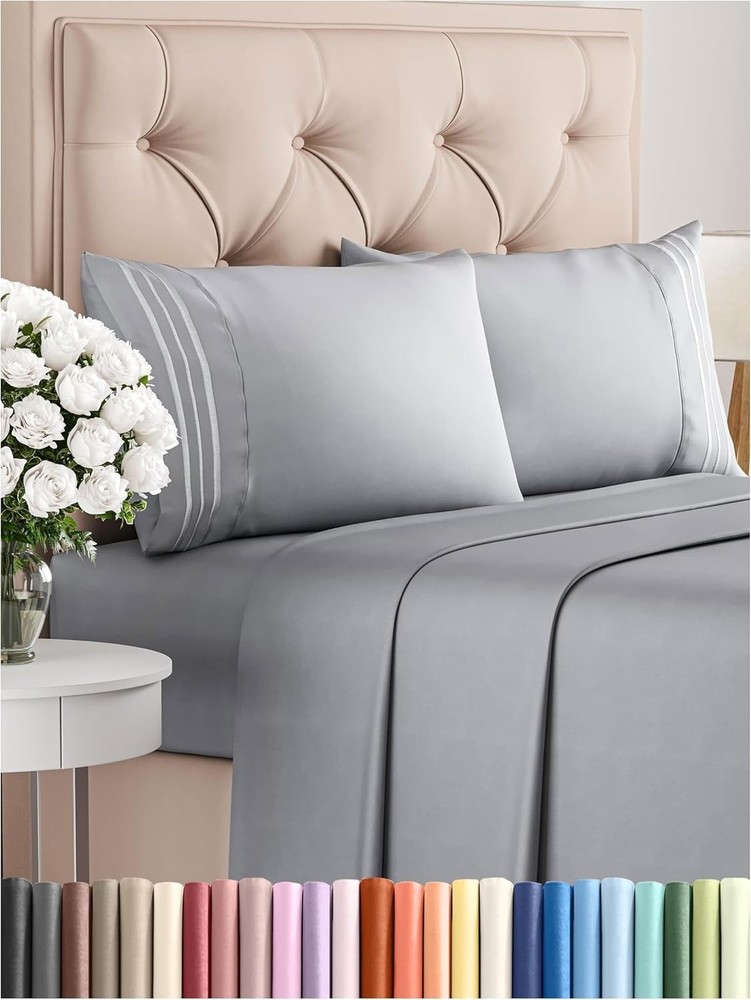Queen Size 4 Piece Sheet Set - Comfy Breathable & Cooling Bed Sheets Set - Ho...